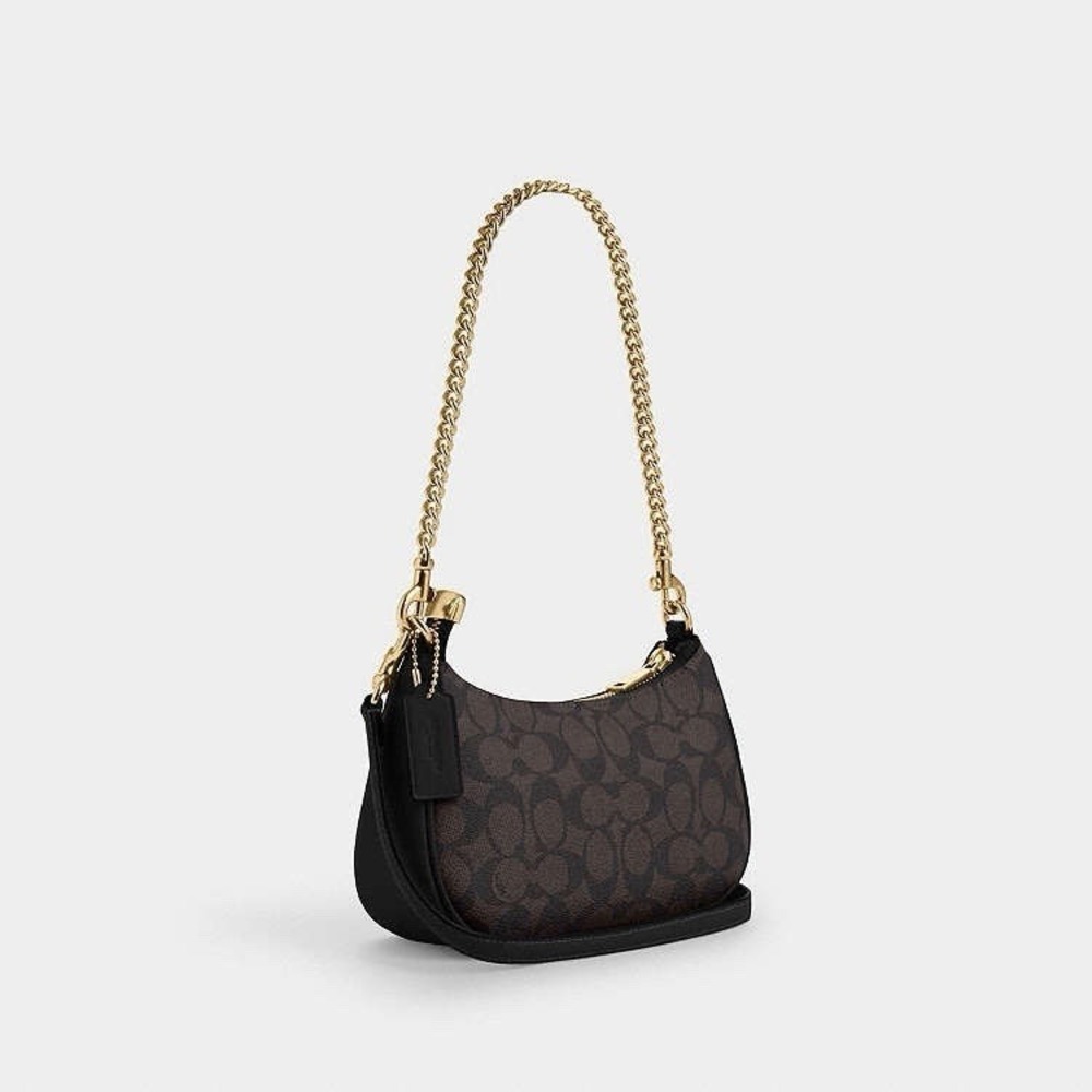 Coach Teri Mini Crossbody Bag Signature Canvas Brown Gold Handbag NWT CW323 - Picture 2 of 10